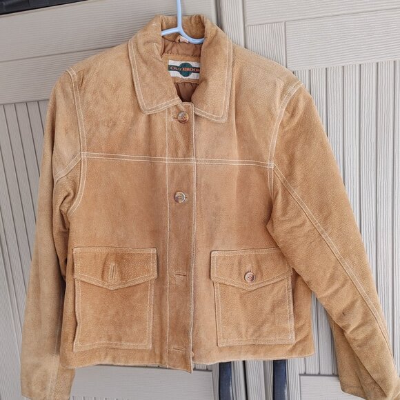 Vintage Womens Outbrook Suede Leather Blouson Quilted Jacket - Picture 1 of 11